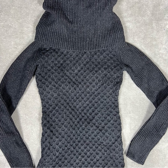 Alice + Olivia Dress Womens XS Honeycomb Cable Knit Wool Cowl Neck Sweater Mini - Picture 5 of 9